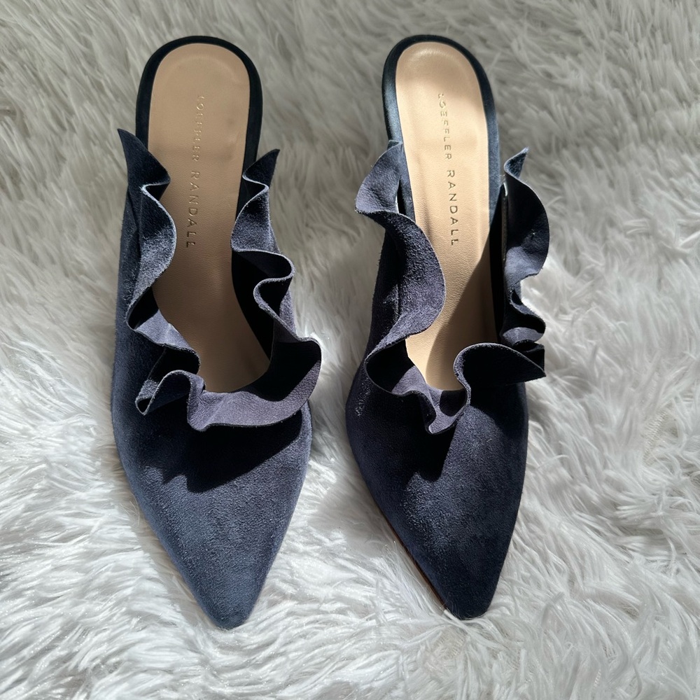 Loeffler Randall Blue suede leather heel mules